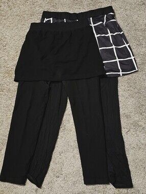 Bundle Of 5 Pairs Black / B&W Skirted Leggings - Adult One Size Plus Size